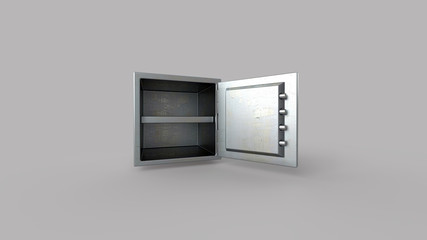 Security Metal Safe With Empty Space Inside - 3D Illustration