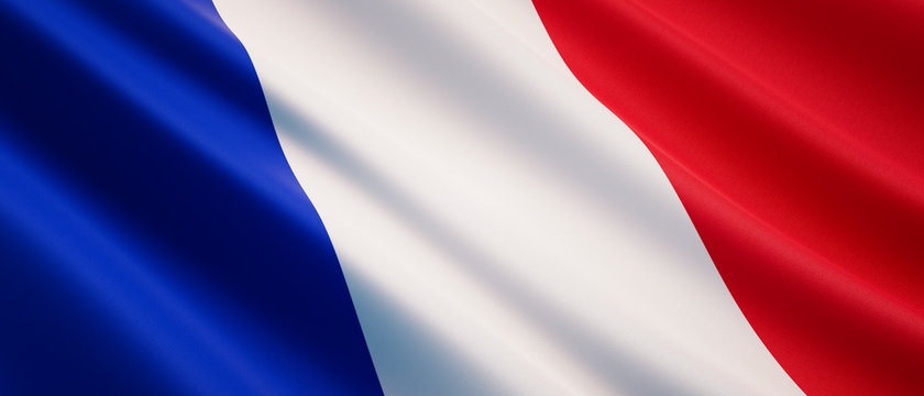 Waving flag of France - Flag of France - 3D illustration