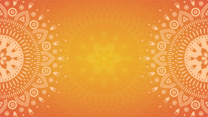 Summer Flower mandala on orange background. Festive folk floral illustration