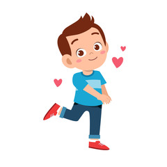 cute kid teen boy show facial expression