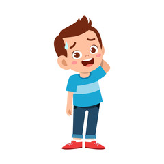 cute kid teen boy show facial expression