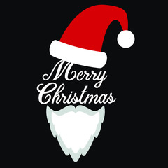 Fototapeta na wymiar Santa Claus, hat, christmas decorative, vector illustration