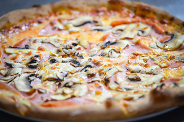 tasty italian pizza with fresh ingredients & vegetables