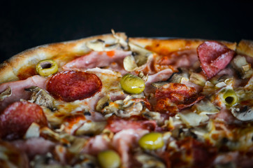 tasty italian pizza with fresh ingredients & vegetables
