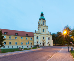 Fototapeta na wymiar monastery and palace complex in Poland in the evening.