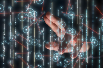 pressing document icon over computer binary code