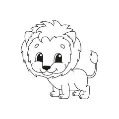 Coloring book for kids. Cheerful character. Vector illustration. Cute cartoon style. Fantasy page for children. Black contour silhouette. Isolated on white background.