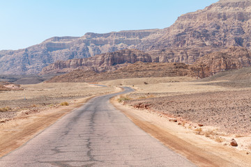 Lonley desert Road at the Timna park, Israel