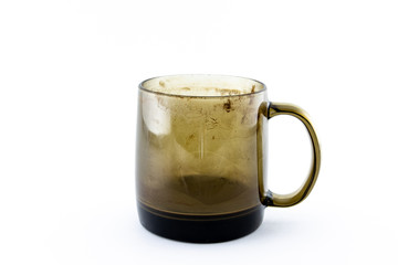 Big dirty black glass cup