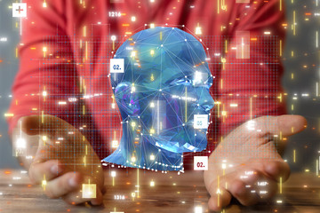 Dark blue human head thought mind