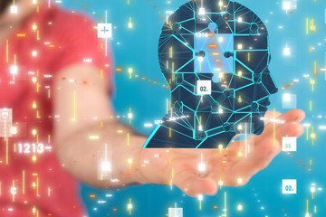 science consist head human digital technology concept