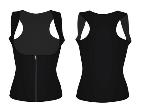 Women black corset vest. vector illustration