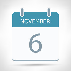 November 6 - Calendar Icon - Calendar flat design template