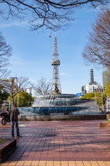 Fototapeta na wymiar Japan - March 23th, 2018 : Central park in Sakae, Nagoya, Japan.
