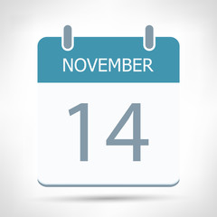 November 14 - Calendar Icon - Calendar flat design template