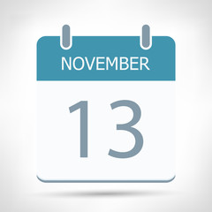 November 13 - Calendar Icon - Calendar flat design template