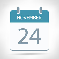 November 24 - Calendar Icon - Calendar flat design template