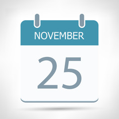 Fototapeta premium November 25 - Calendar Icon - Calendar flat design template