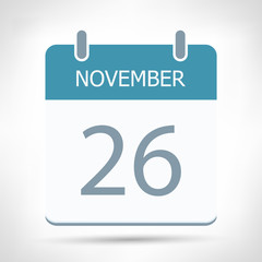 November 26 - Calendar Icon - Calendar flat design template