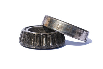 Old used bearing isolated on a white background.