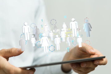 touching global network and data customer connection