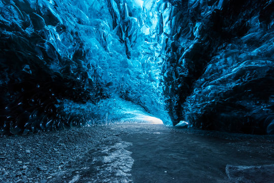 Inside an ice cave in Iceland