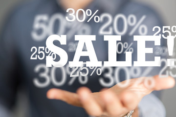 sale digital percent in hand