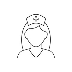 Nurse avatar line icon on white background. Editable stroke. Medical person woman