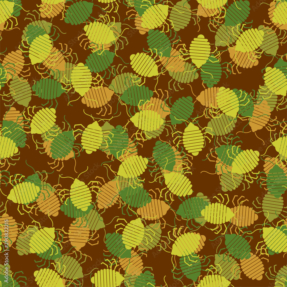 Poster bed bug military pattern seamless. bedbug army background. chinch protective vector texture