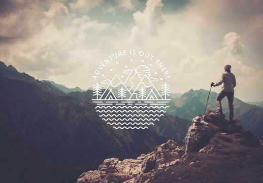 Nature Logo Layout with Line Art Elements