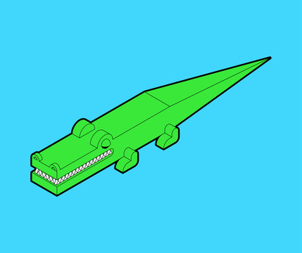Crocodile Isometric isolated. alligator reptile kids toy. vector illustration