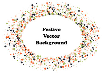 Festive color star confetti background. Abstract frame confetti texture for holiday, postcard, poster, website, carnivals, birthday and children's parties. Cover confetti mock-up. Wedding star layout