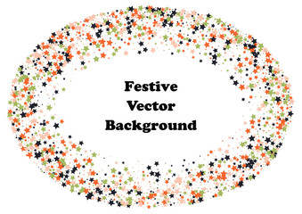Festive color star confetti background. Abstract frame confetti texture for holiday, postcard, poster, website, carnivals, birthday and children's parties. Cover confetti mock-up. Wedding star layout