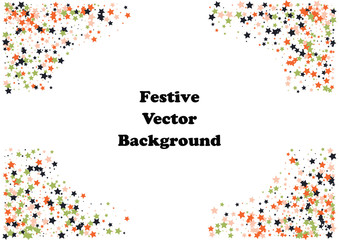 Festive color star confetti background. Abstract frame confetti texture for holiday, postcard, poster, website, carnivals, birthday and children's parties. Cover confetti mock-up. Wedding star layout