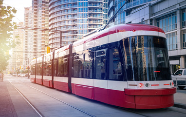 Fototapeta na wymiar Streetcar in Toronto, Ontario, Canada