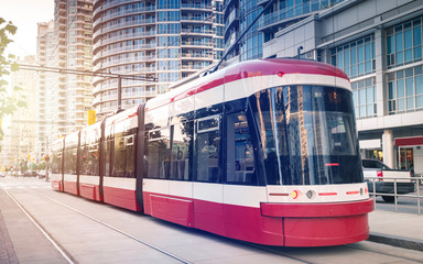 Fototapeta na wymiar Streetcar in Toronto, Ontario, Canada