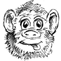 Cool black vector illustration of a monkey head