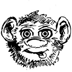 Cool black vector illustration of a monkey head