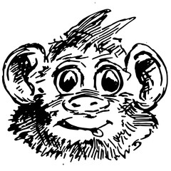 Cool black vector illustration of a monkey head