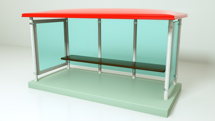 three-dimensional model of a bus stop. 3d rendering illustration