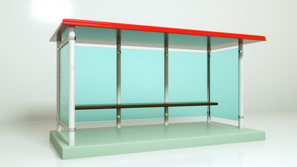 three-dimensional model of a bus stop. 3d rendering illustration