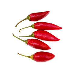Red hot peppers isolated on white background