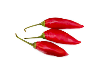 Red hot peppers isolated on white background