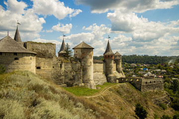 Eastern European medieval castle in Ukraine highland historical heritage site touristic destination...