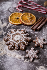Christmas cookies. Sugered Cakes. Traditional homemade spice cookies.