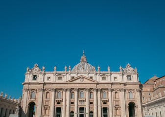 Fototapeta na wymiar Vatican City, Rome, Saint Peter's Basilica in St. Peter's Square