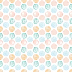 Tapeten Fun textured doodle pastel polka dots seamless pattern background. Hand drawn geometric print design great for kids, stationery, wrapping paper, fabric, home decor. Vector © KaliaZen