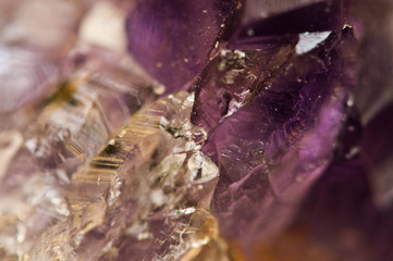  Crystals. Structure of the stone. Beautiful background from purple natural material. Macro