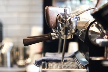 Professional coffee machine in cafe.