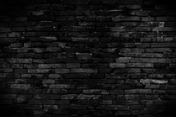 Black brick walls that are not plastered background and texture. The texture of the brick is black. Background of empty brick basement wall.